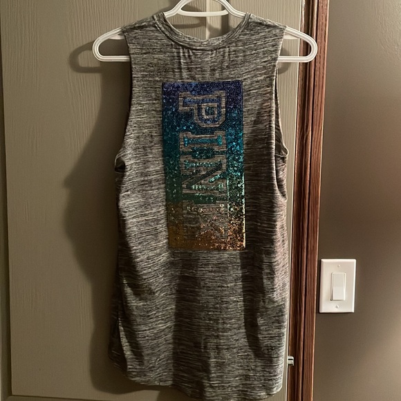 Victoria’s Secret PINK Gray Ombré Sequin Bling Tank Top - High/Low Cut - Size XS - Picture 2 of 5